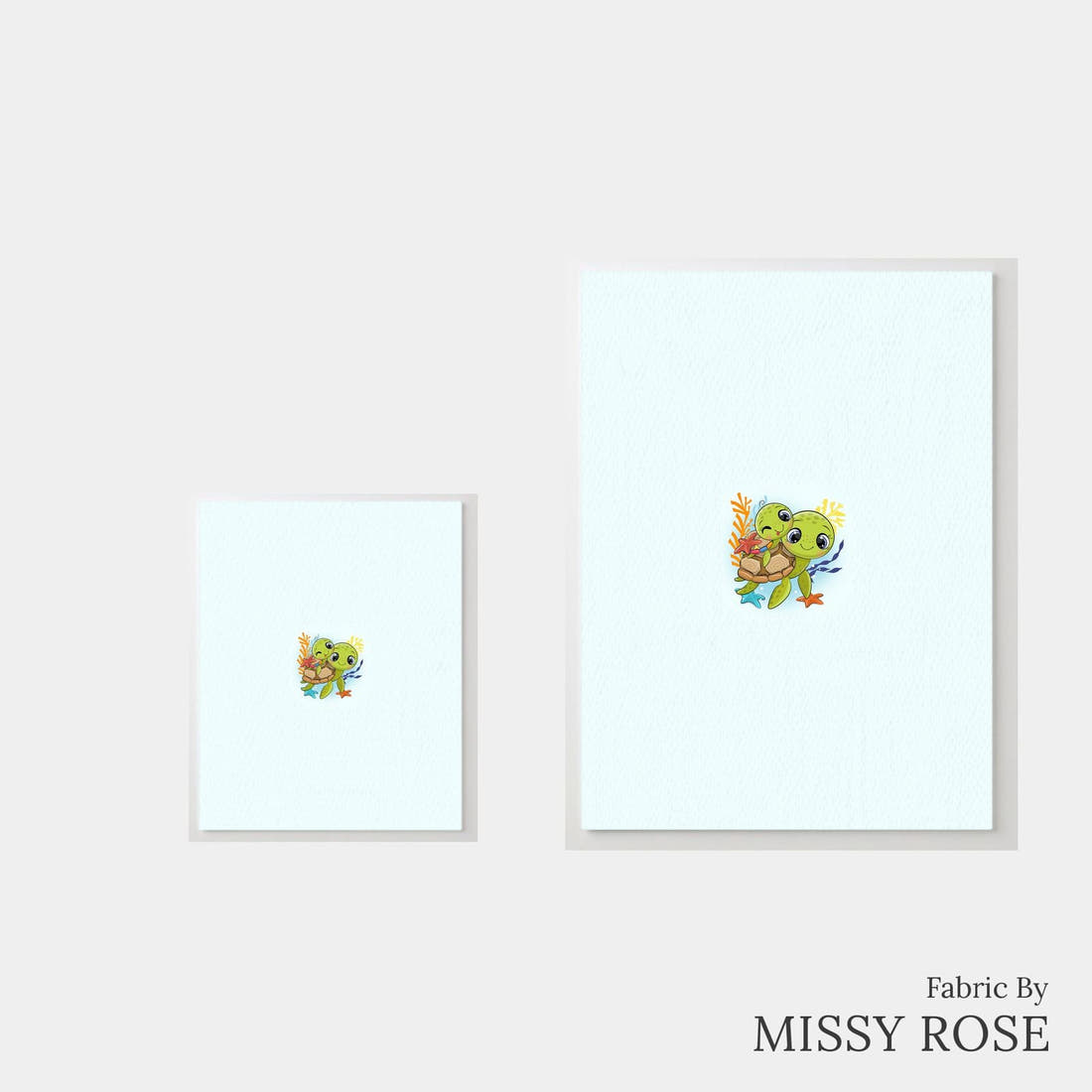 Design 541 Turtle Panel – universal and adult panel sizes side by side | Fabric by Missy Rose