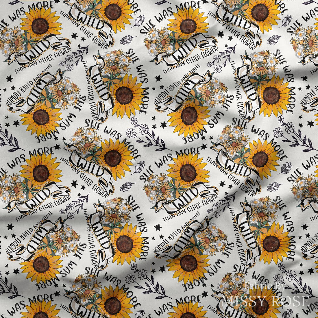 Design 542 Wildflower Fabric draped fabric mockup – custom printed fabric by the metre | Fabric by Missy Rose