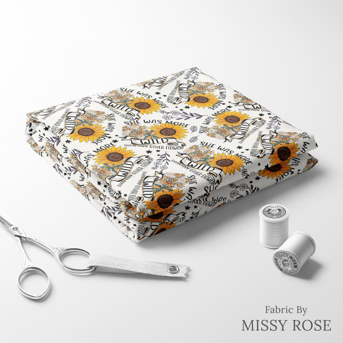 Design 542 Wildflower Fabric folded fabric stack with matching thread – pre-order fabric Australia | Fabric by Missy Rose