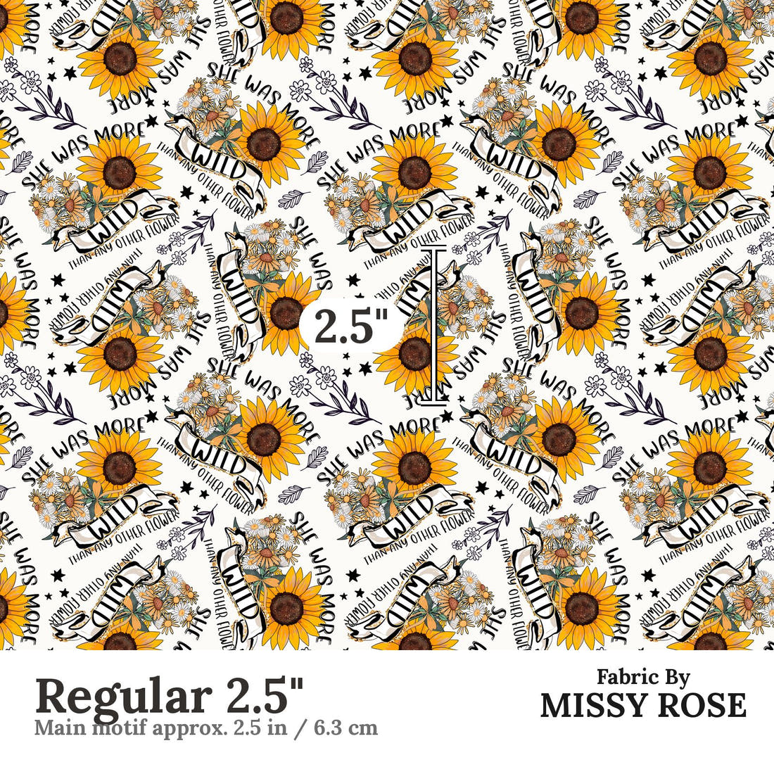 Design 542 Wildflower Fabric Regular 2.5" - print scale | Fabric by Missy Rose