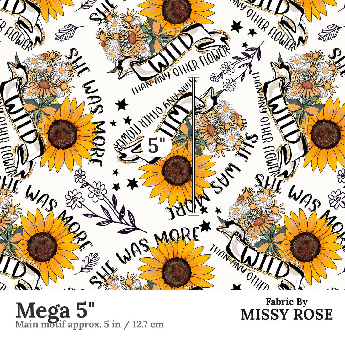 Design 542 Wildflower Fabric Mega 5" - print scale | Fabric by Missy Rose