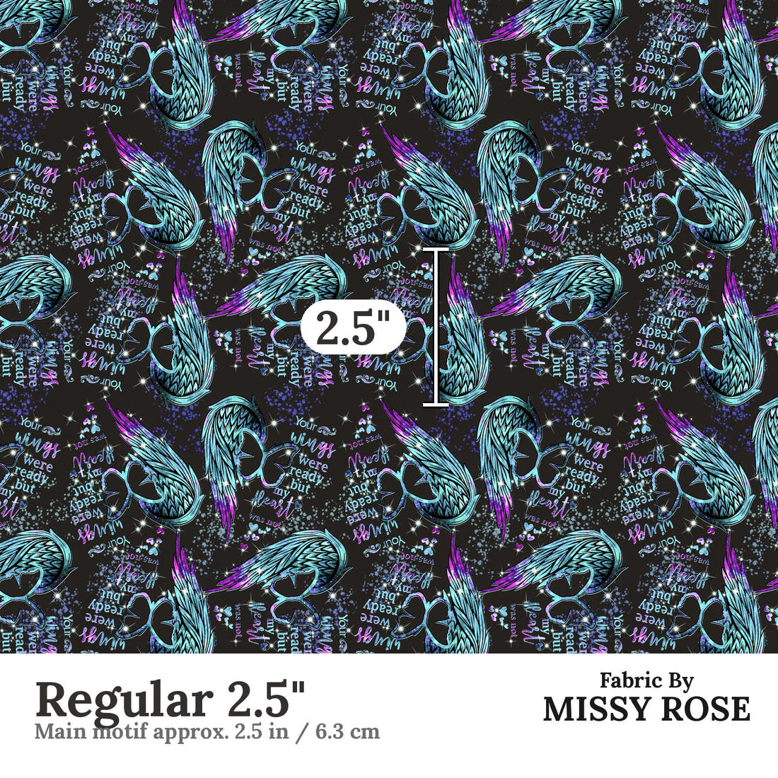 Design 544 Wings Fabric Regular 2.5" - print scale | Fabric by Missy Rose