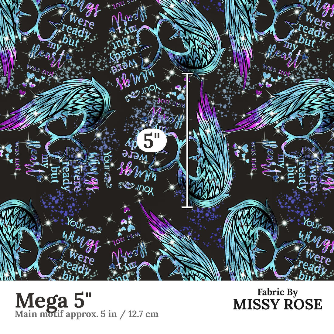 Design 544 Wings Fabric Mega 5" - print scale | Fabric by Missy Rose