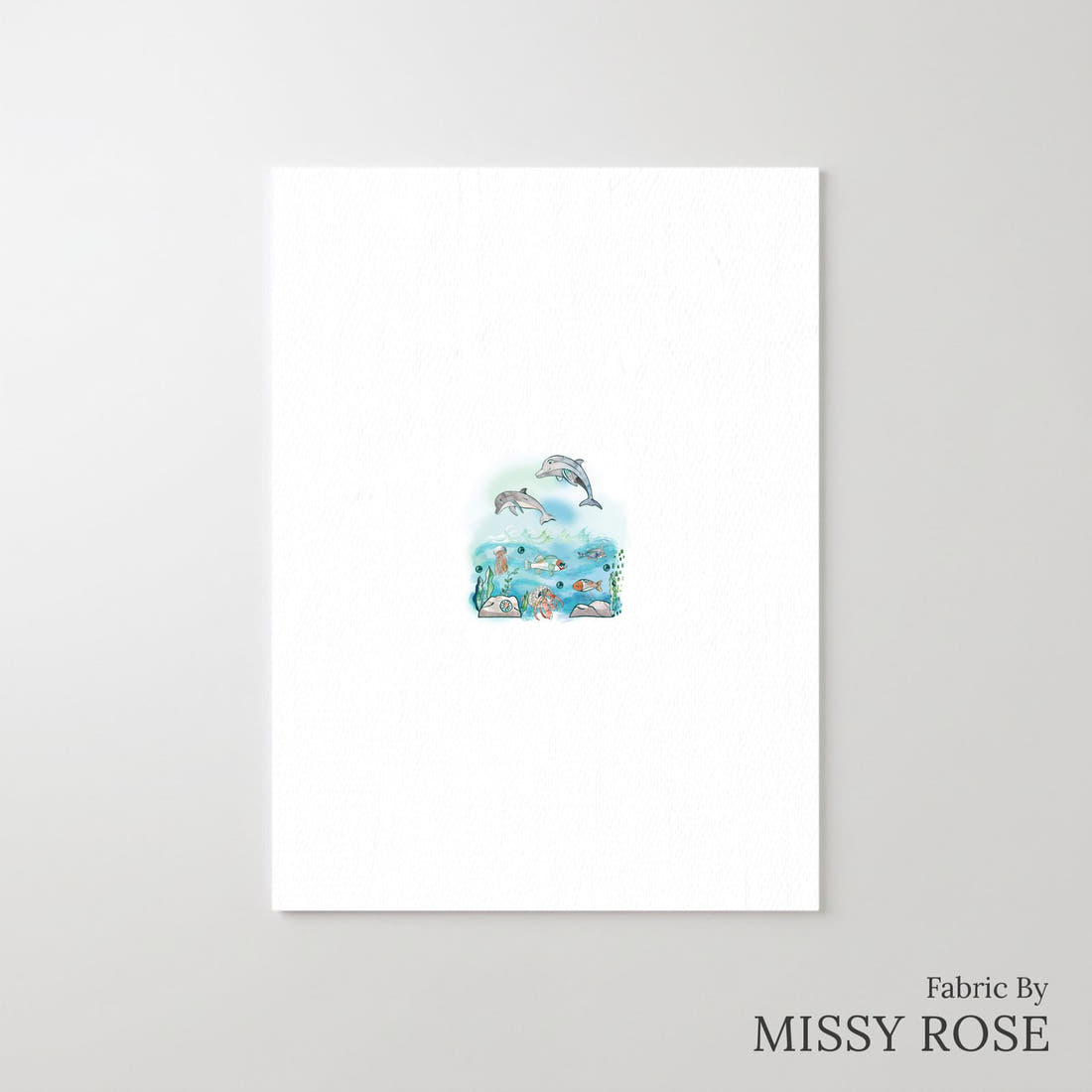 Design 547 Dolphin Panel – printed fabric panel with centred picture, custom printed to order | Fabric by Missy Rose