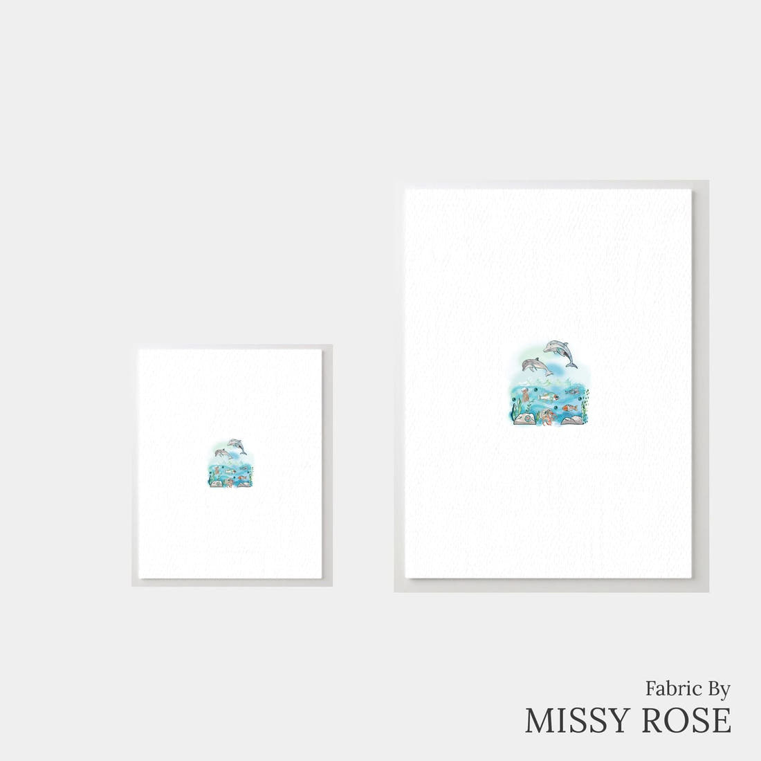 Design 547 Dolphin Panel – universal and adult panel sizes side by side | Fabric by Missy Rose