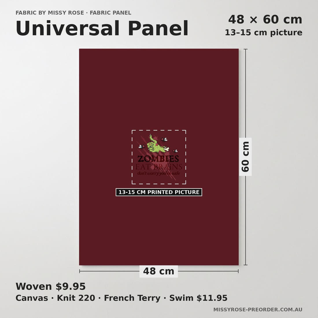 Design 548 Red Zombie Panel universal panel sizing – 13–15 cm printed picture on 48 × 60 cm fabric | Fabric by Missy Rose
