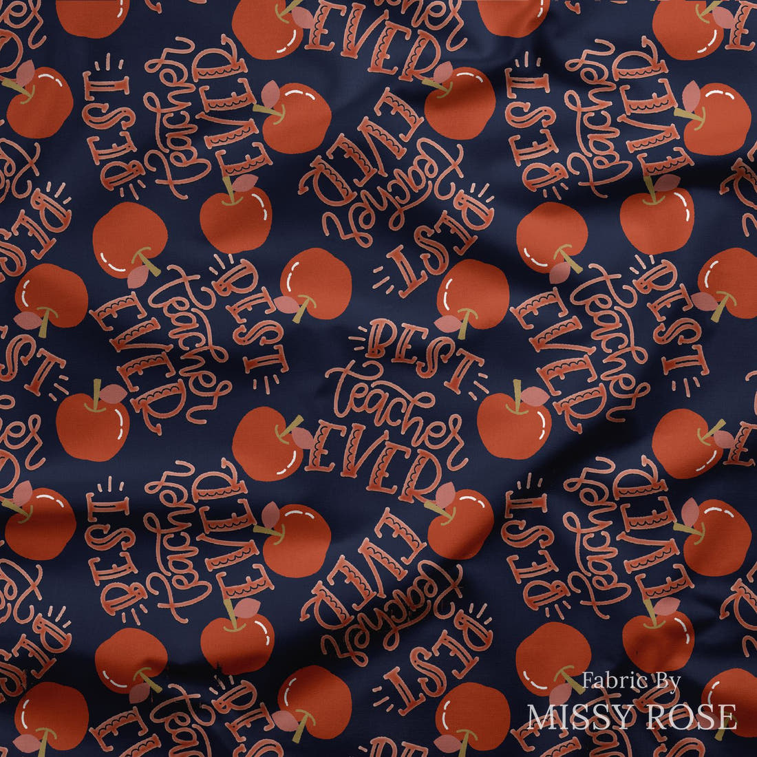 Design 55 Best Teacher Fabric draped fabric mockup – custom printed fabric by the metre | Fabric by Missy Rose