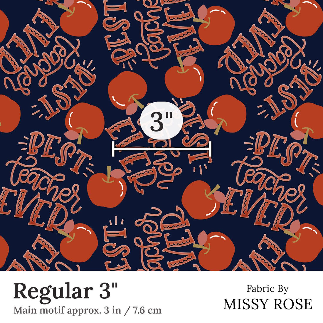 Design 55 Best Teacher Fabric Regular 3 inch print scale guide | Fabric by Missy Rose