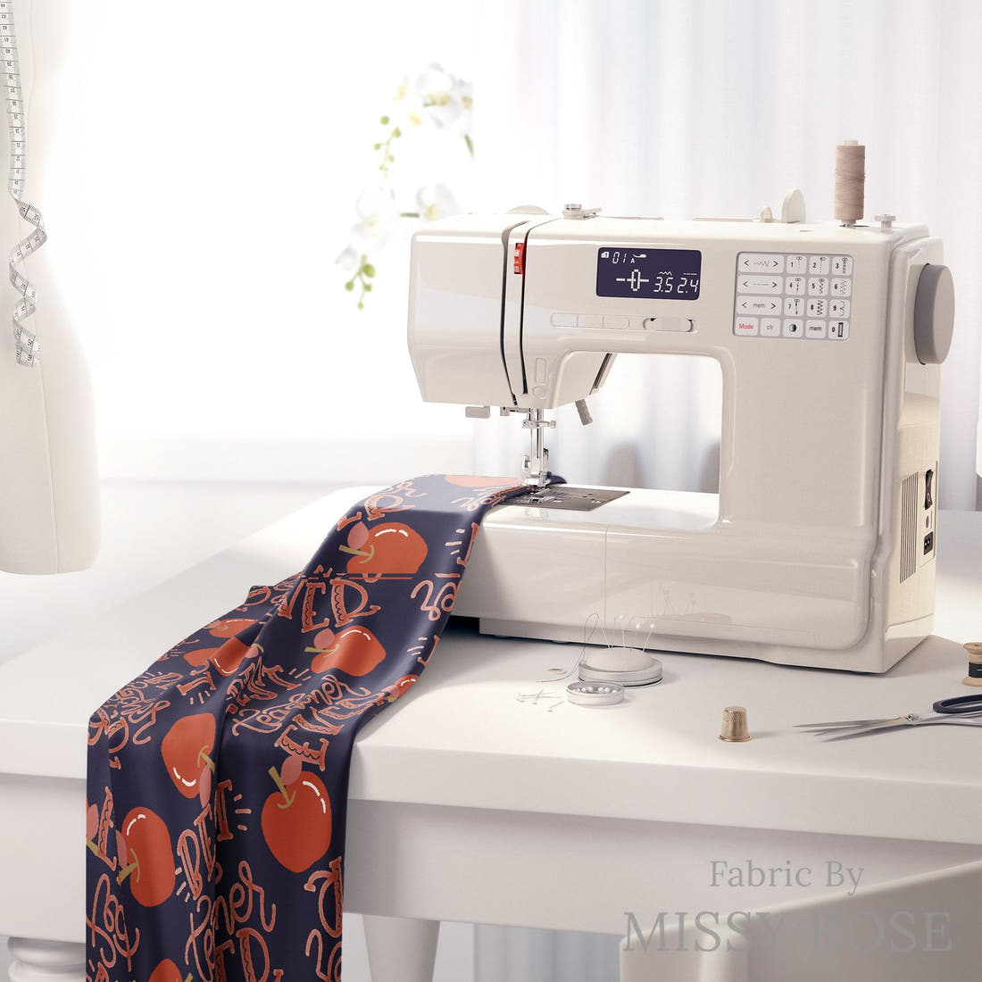 Design 55 Best Teacher Fabric on a sewing machine – premium fabric for sewing projects | Fabric by Missy Rose