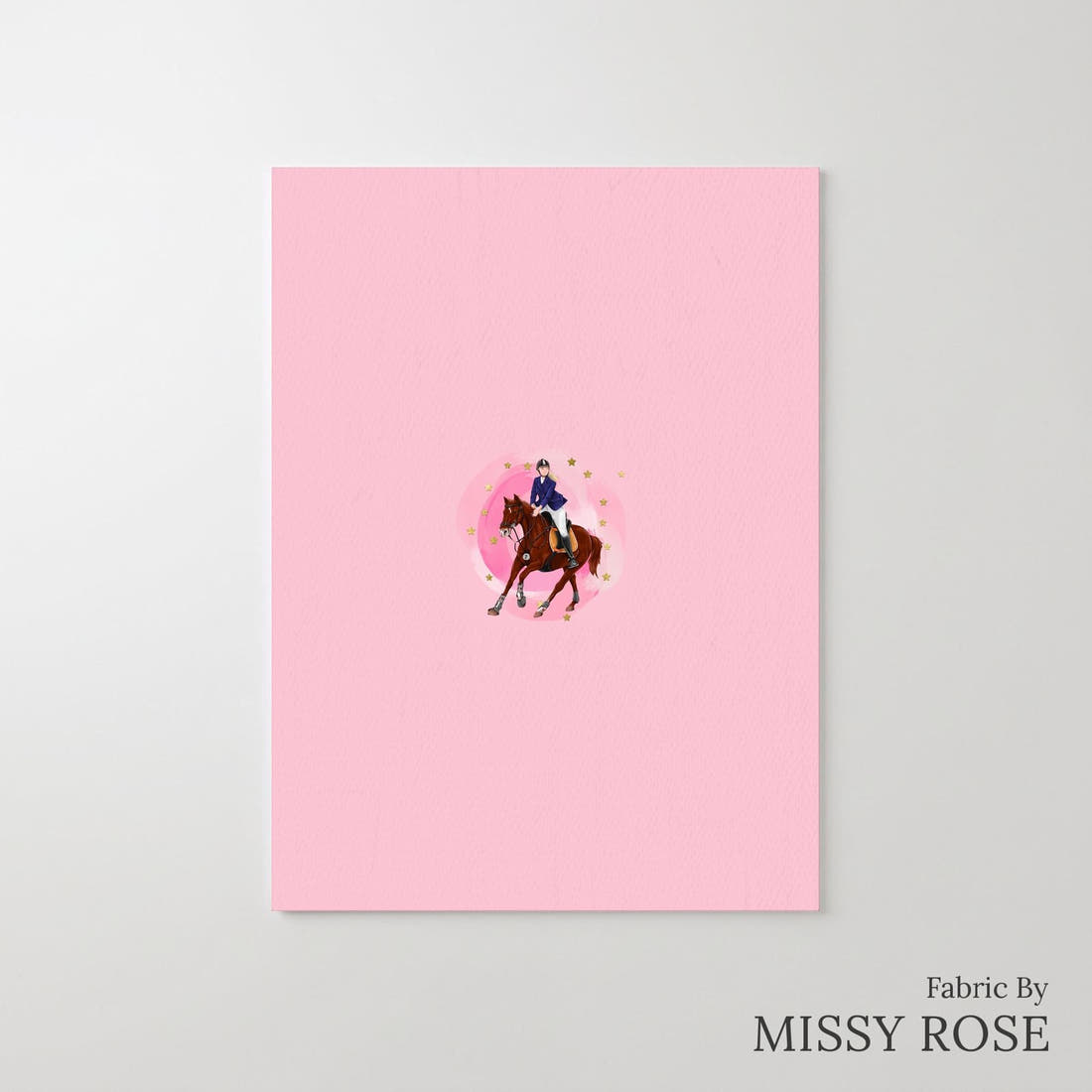 Design 550 Pink Horse Riding Panel – printed fabric panel with centred picture, custom printed to order | Fabric by Missy Rose