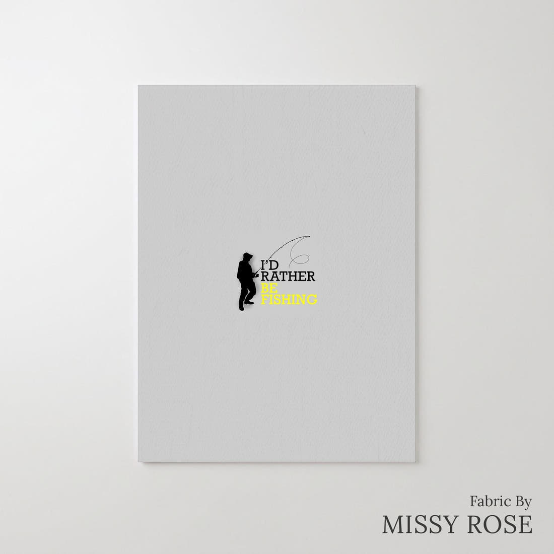 Design 551 Grey Fishing Panel – printed fabric panel with centred picture, custom printed to order | Fabric by Missy Rose
