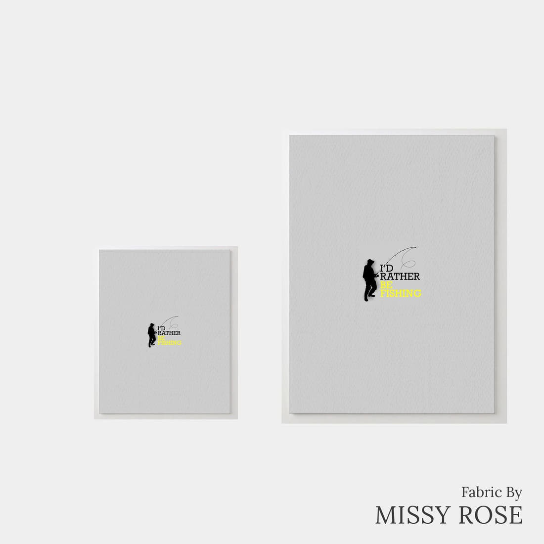Design 551 Grey Fishing Panel – universal and adult panel sizes side by side | Fabric by Missy Rose