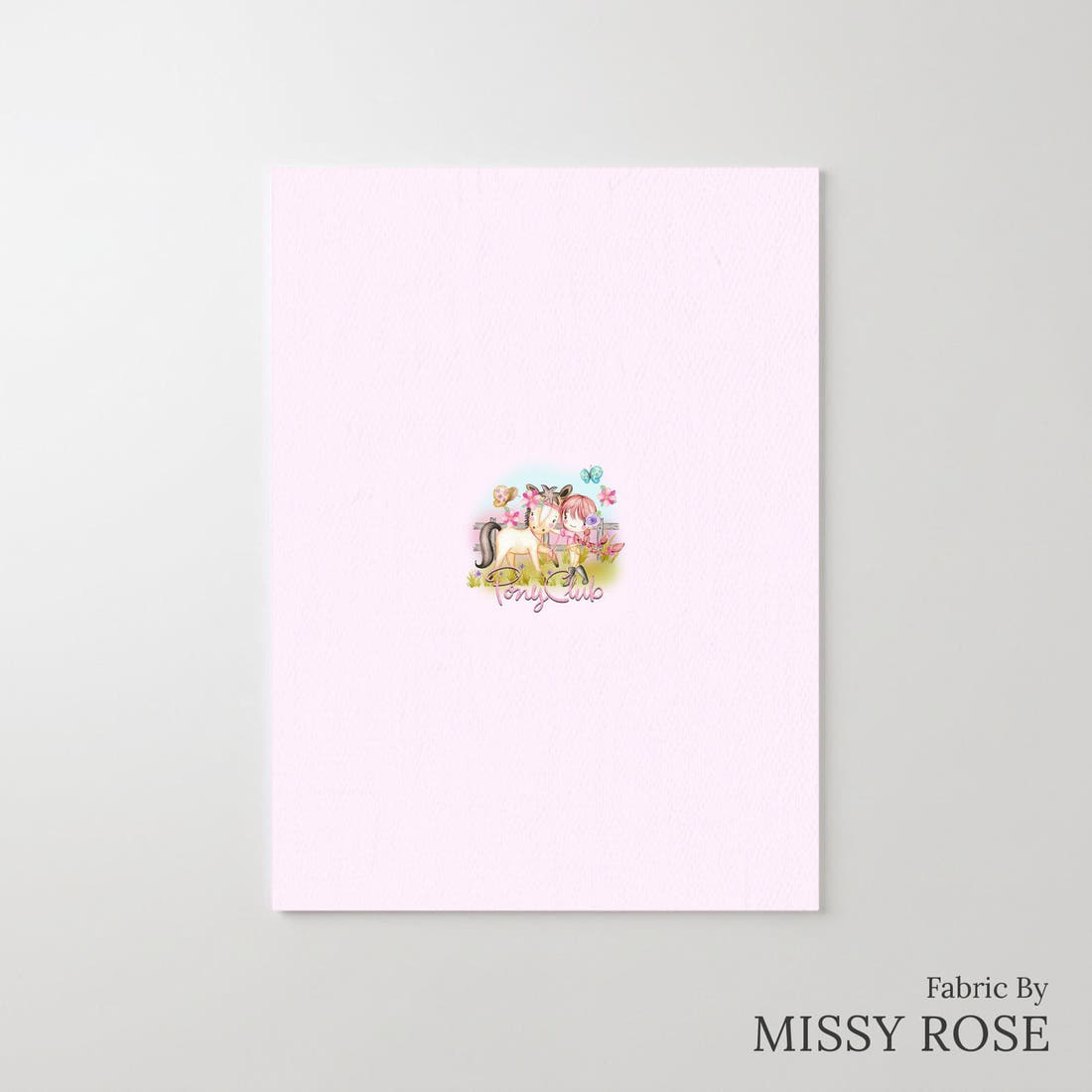 Design 552 Pink Pony Panel – printed fabric panel with centred picture, custom printed to order | Fabric by Missy Rose