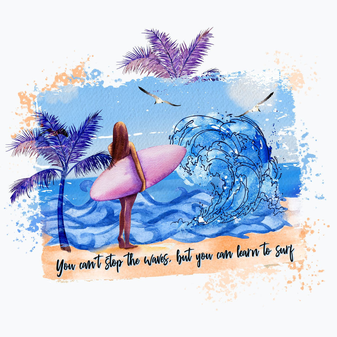 Design 554 Surfing Panel – full artwork close-up of the printed picture | Fabric by Missy Rose