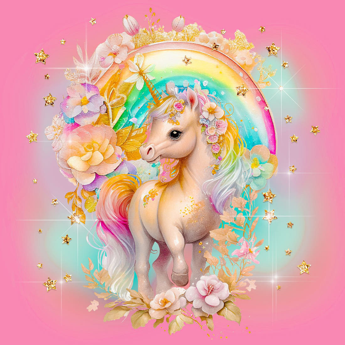 Design 556 Pink Unicorn Panel – full artwork close-up of the printed picture | Fabric by Missy Rose