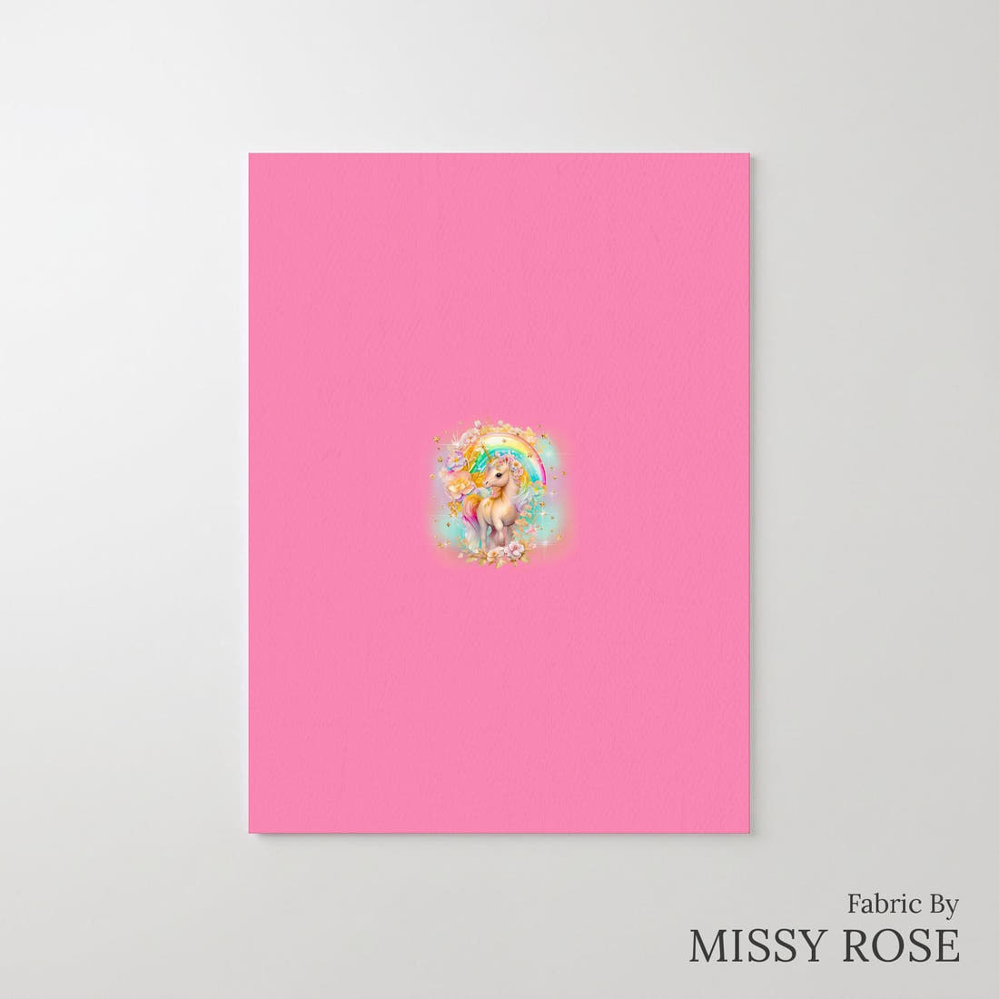 Design 556 Pink Unicorn Panel – printed fabric panel with centred picture, custom printed to order | Fabric by Missy Rose