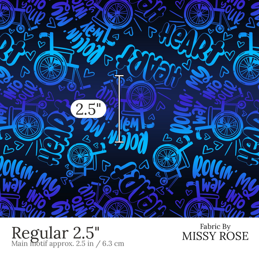 Design 557 Rollin Fabric Regular 2.5 inch print scale guide | Fabric by Missy Rose