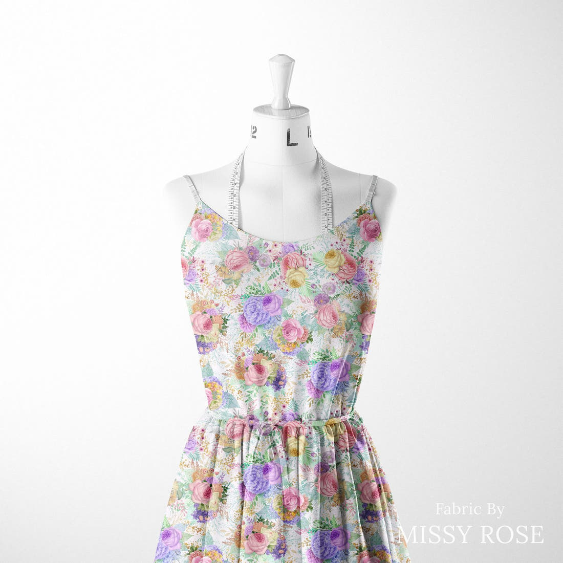 Design 558 Pastel Floral Fabric sewn into a women's dress – see how the print looks made up | Fabric by Missy Rose