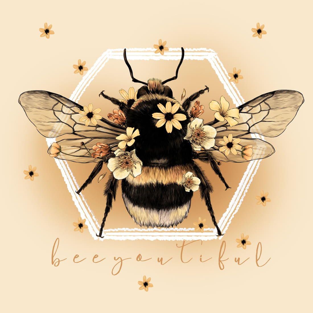 Design 56 Yellow Bee Panel – full artwork close-up of the printed picture | Fabric by Missy Rose