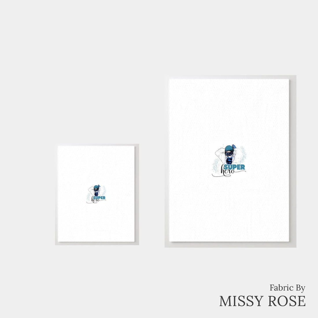 Design 561 Superhero Nurse Panel – universal and adult panel sizes side by side | Fabric by Missy Rose
