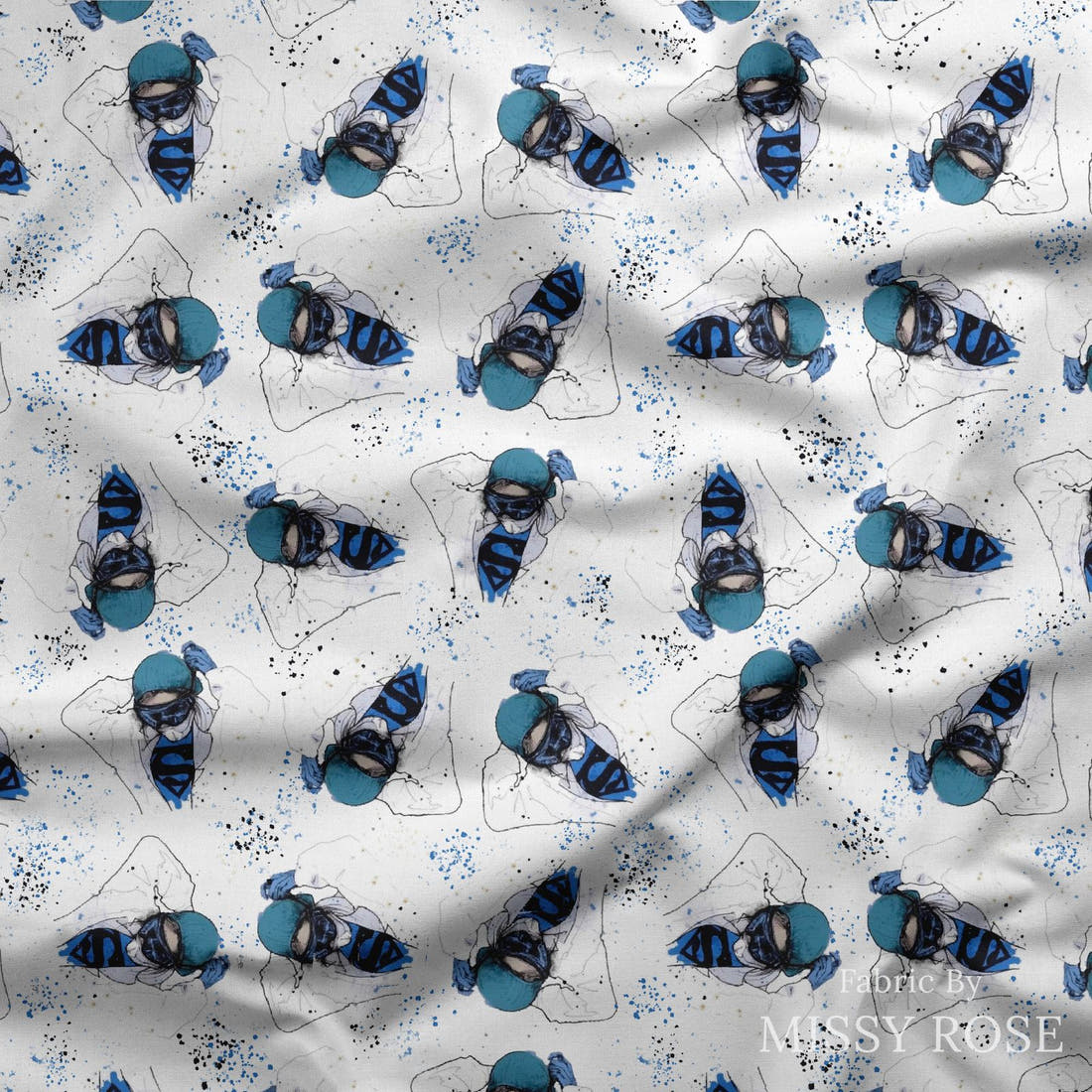 Design 561 Superhero Nurse Fabric draped fabric mockup – custom printed fabric by the metre | Fabric by Missy Rose