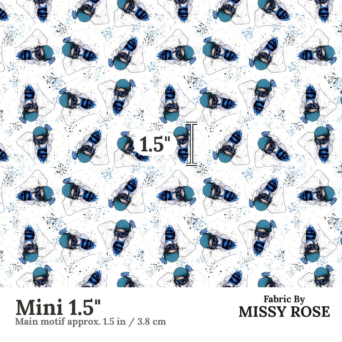 Design 561 Superhero Nurse Fabric Mini 1.5" - print scale | Fabric by Missy Rose