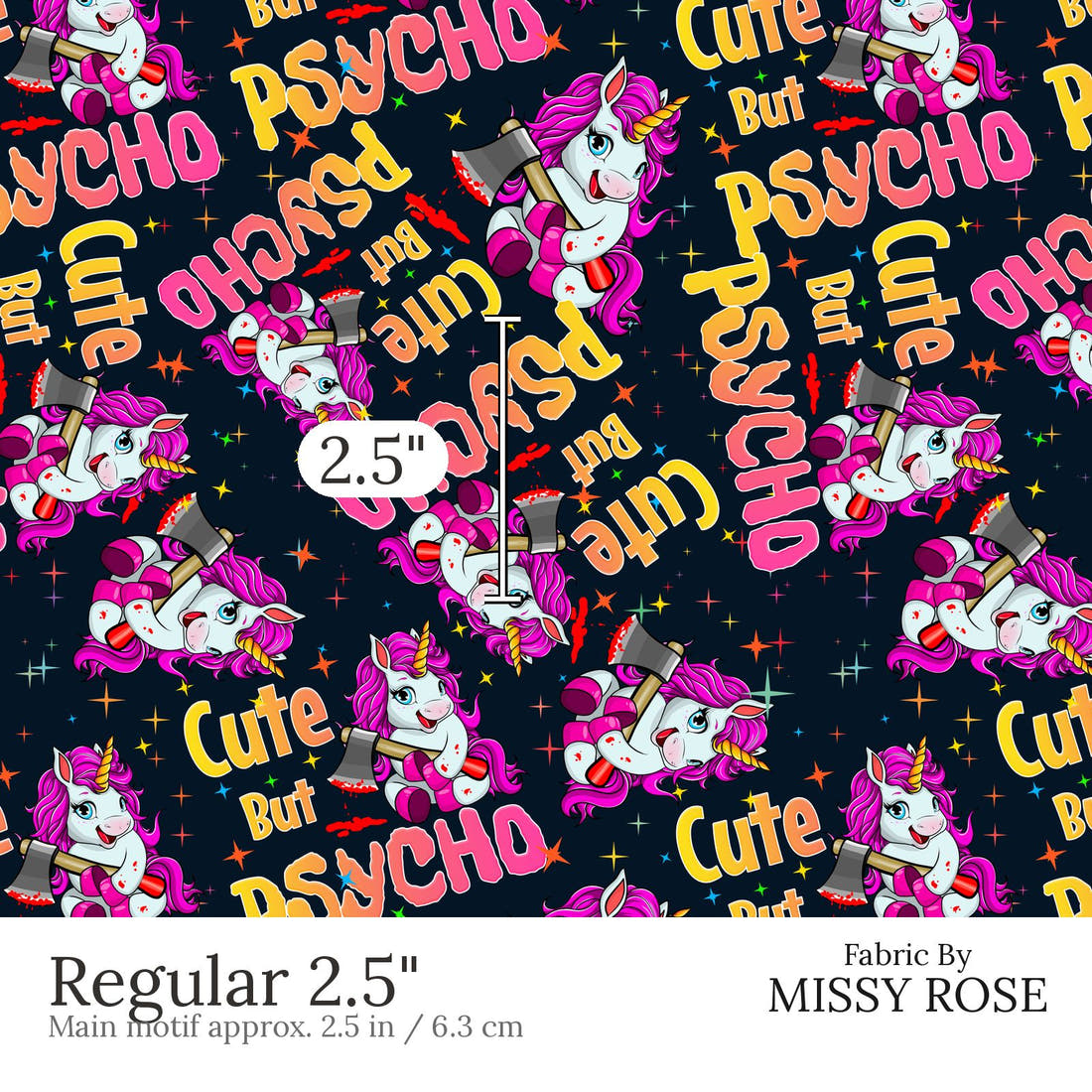 Design 562 Cute But Physco Fabric Regular 2.5 inch print scale guide | Fabric by Missy Rose