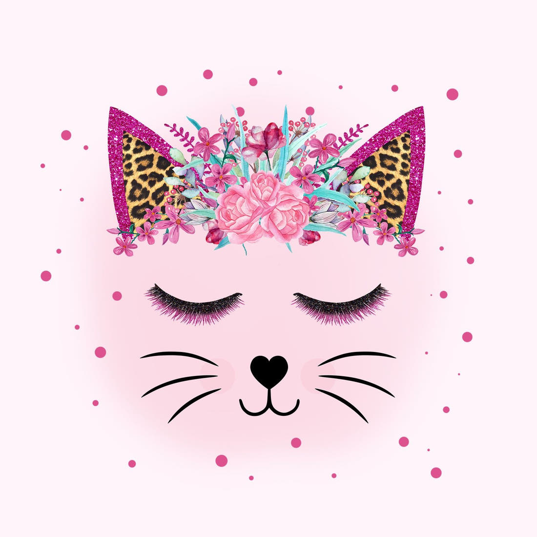 Design 563 Kitty Face Panel – full artwork close-up of the printed picture | Fabric by Missy Rose
