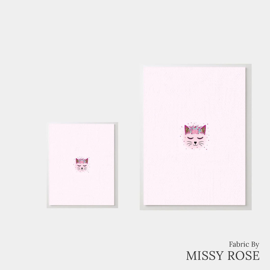 Design 563 Kitty Face Panel – universal and adult panel sizes side by side | Fabric by Missy Rose