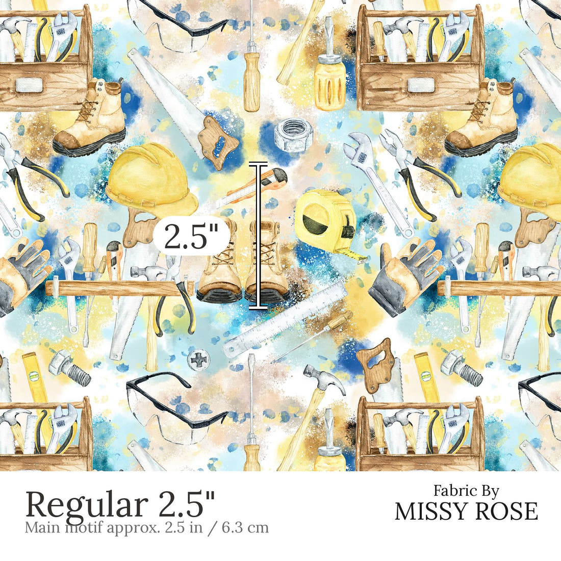 Design 564 Tools Fabric Regular 2.5 inch print scale guide | Fabric by Missy Rose