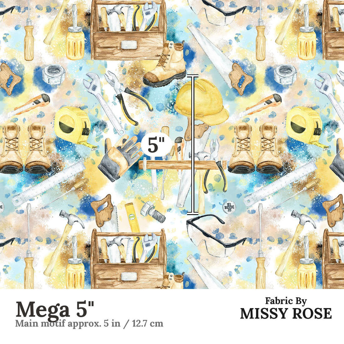 Design 564 Tools Fabric Mega 5" - print scale | Fabric by Missy Rose