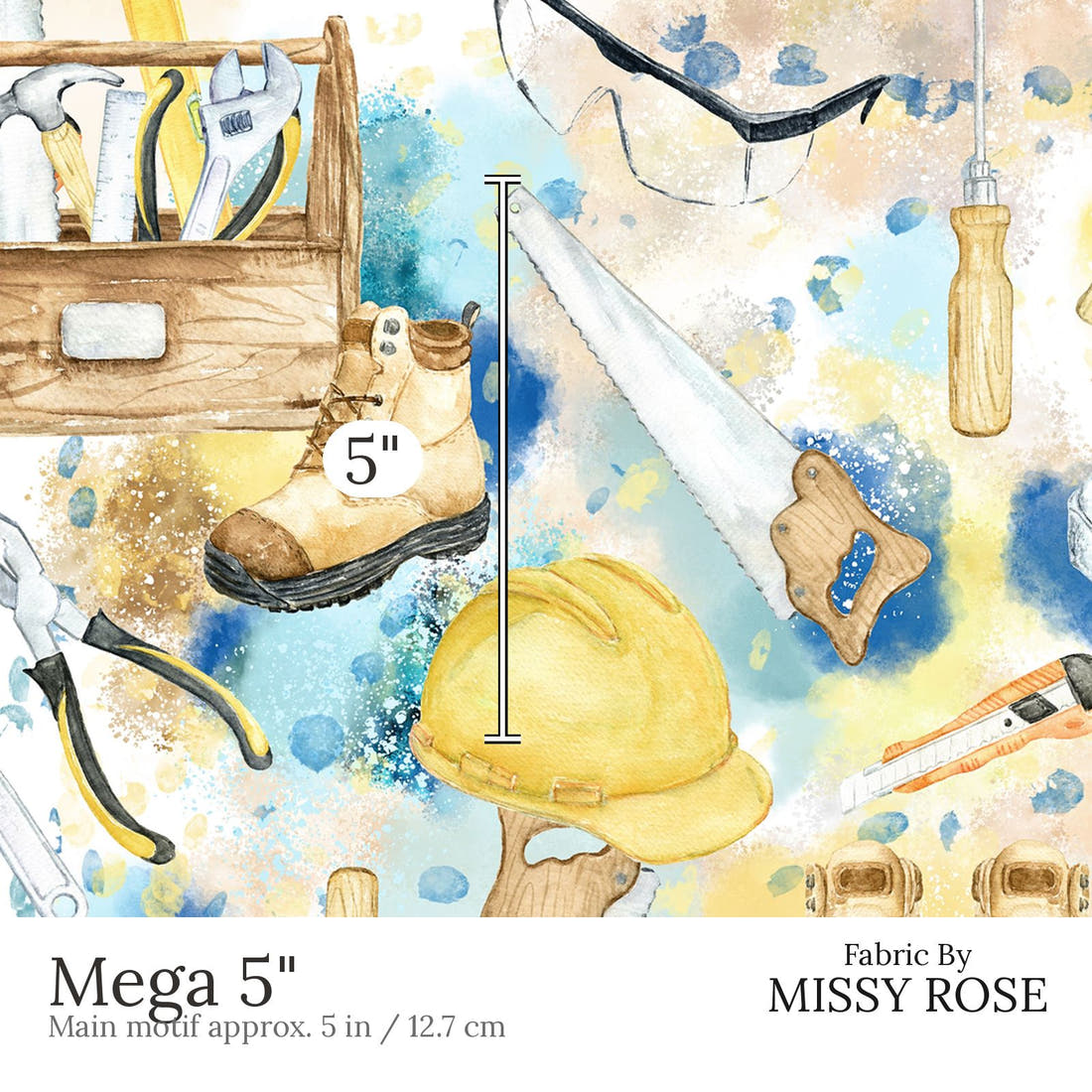 Design 564 Tools Fabric Mega 5 inch print scale guide | Fabric by Missy Rose