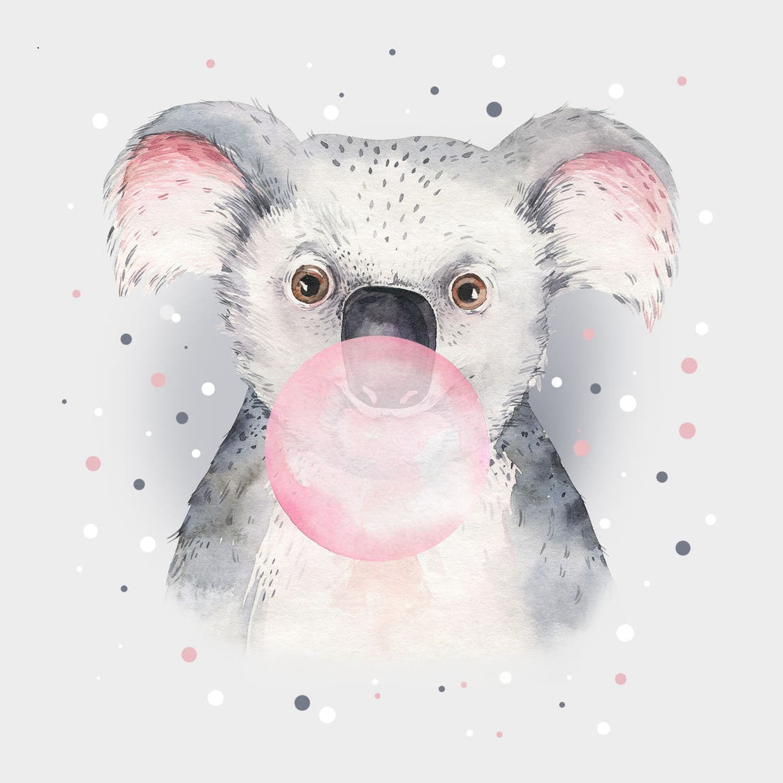 Design 565 Grey Koala Panel – full artwork close-up of the printed picture | Fabric by Missy Rose