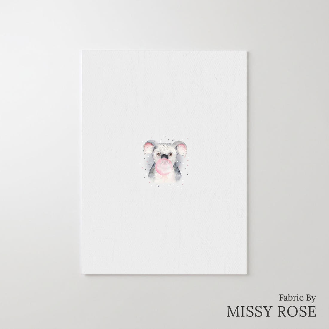 Design 565 Grey Koala Panel – printed fabric panel with centred picture, custom printed to order | Fabric by Missy Rose