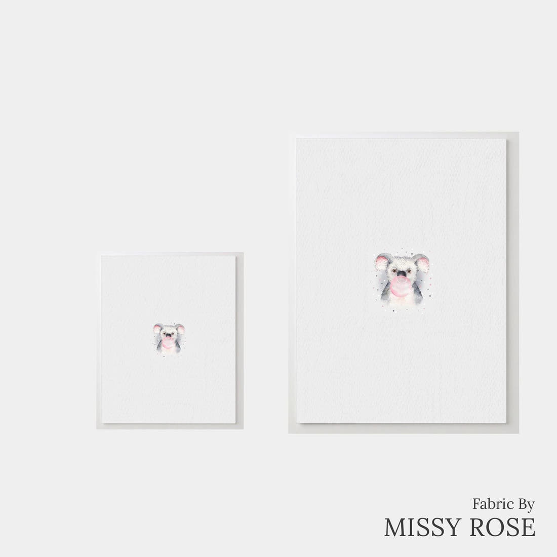 Design 565 Grey Koala Panel – universal and adult panel sizes side by side | Fabric by Missy Rose