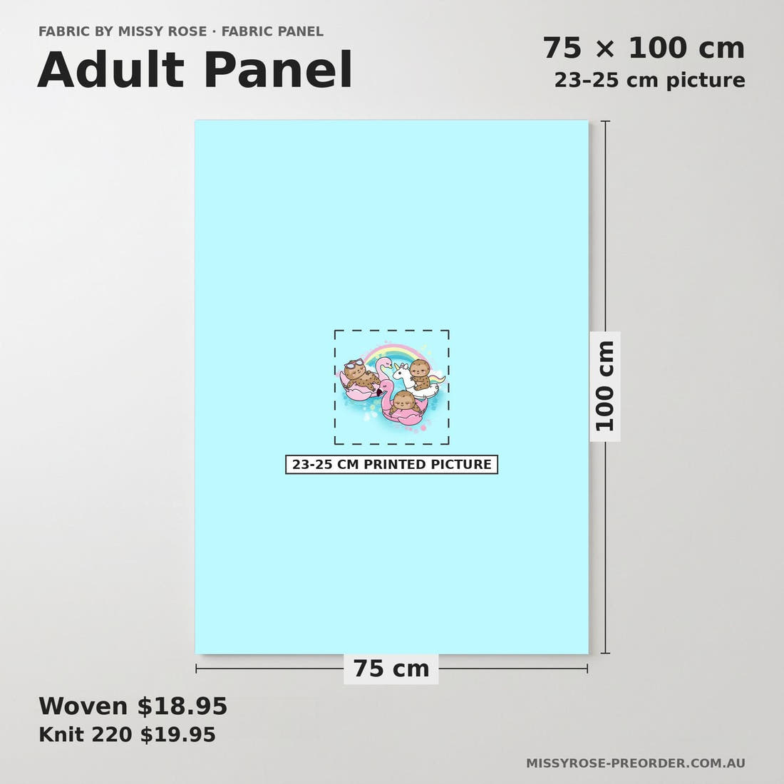 Design 566 Summer Sloths Panel adult panel sizing – 23–25 cm printed picture on 75 × 100 cm fabric | Fabric by Missy Rose