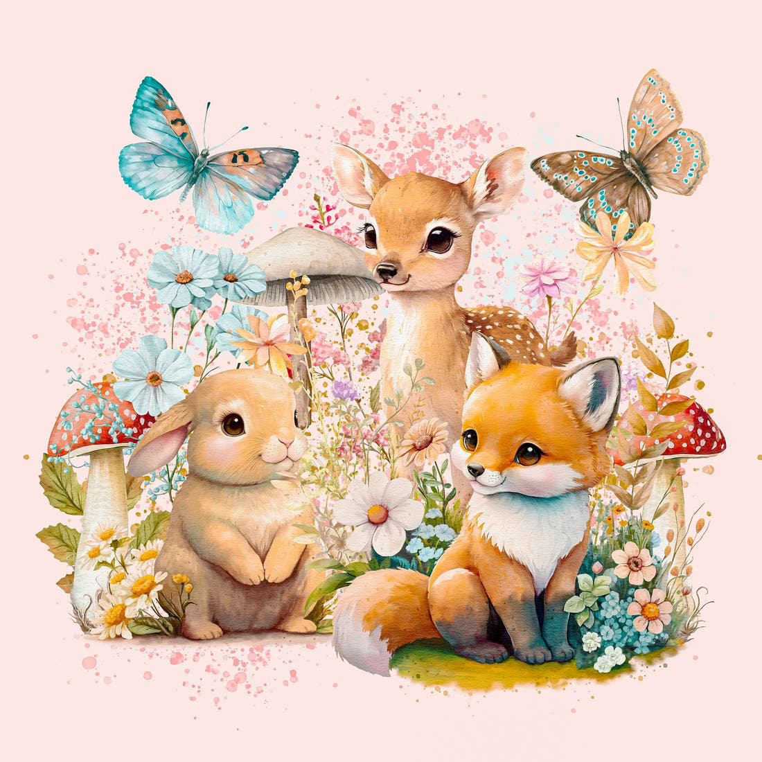 Design 568 Whimsical Woodlands Panel – full artwork close-up of the printed picture | Fabric by Missy Rose
