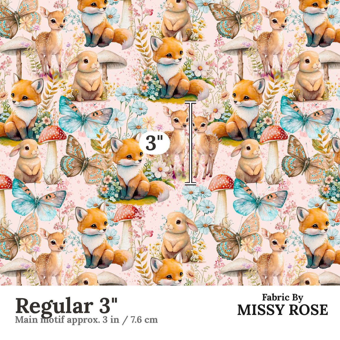 Design 568 Whimsical Woodlands Fabric Regular 3" - print scale | Fabric by Missy Rose