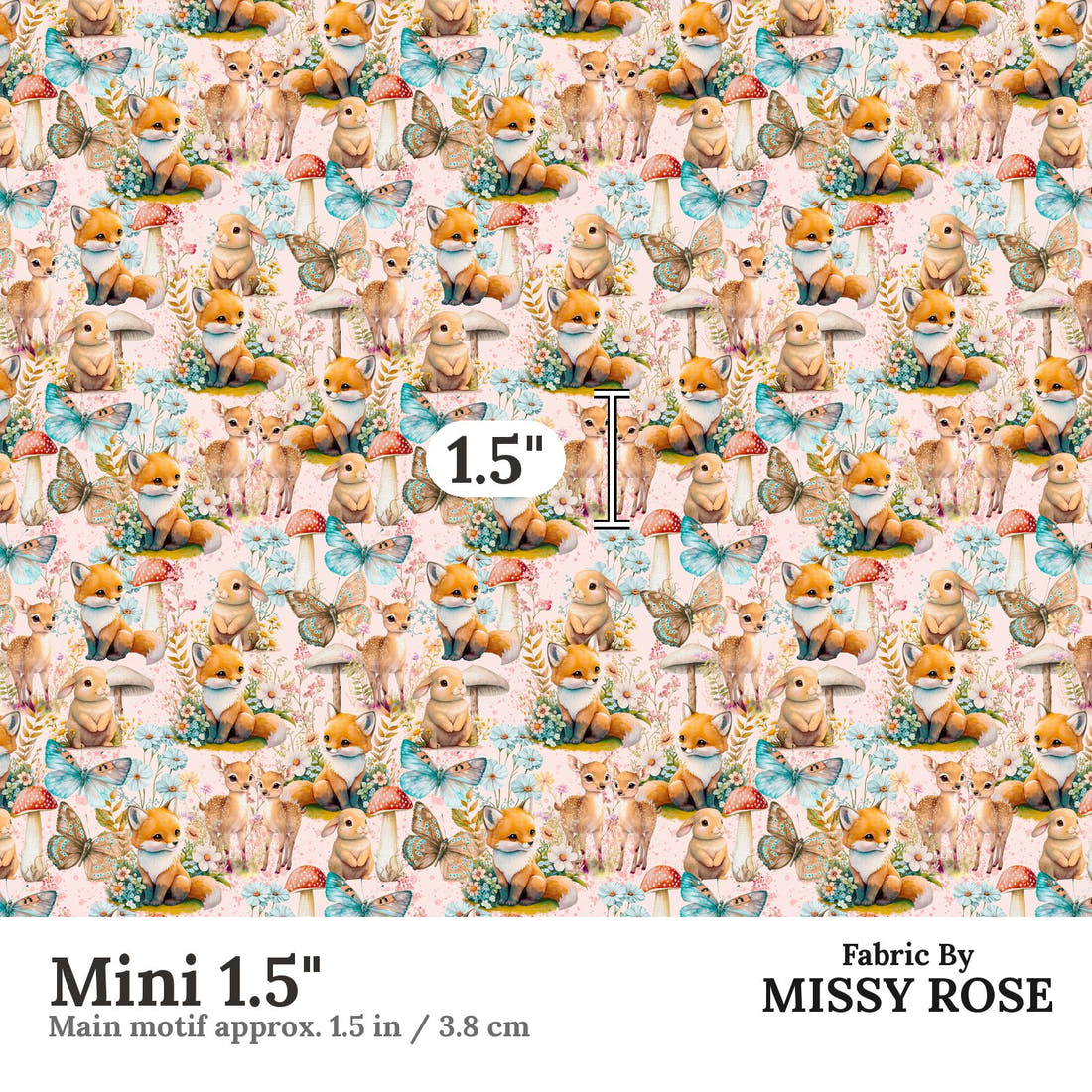 Design 568 Whimsical Woodlands Fabric Mini 1.5" - print scale | Fabric by Missy Rose