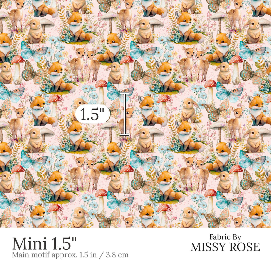 Design 568 Whimsical Woodlands Fabric Mini 1.5 inch print scale guide | Fabric by Missy Rose
