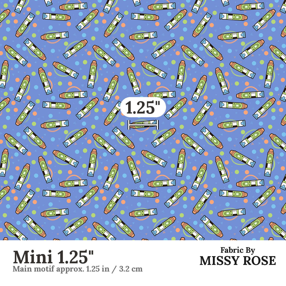 Design 57 Green Epi Pen Fabric Mini 1.25" - print scale | Fabric by Missy Rose
