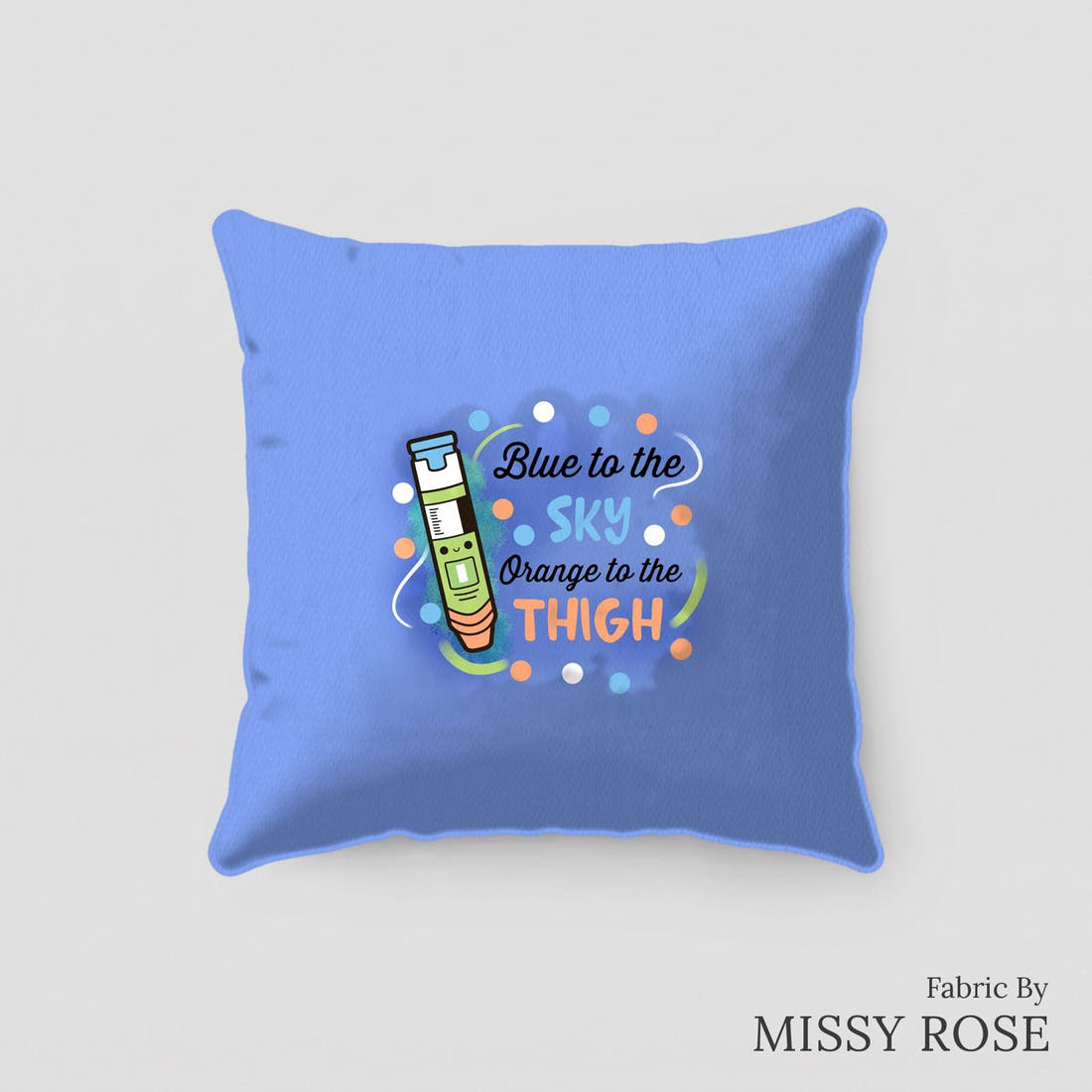 Design 57 Green Epi Pen Panel sewn into a cushion – see how the panel looks made up | Fabric by Missy Rose