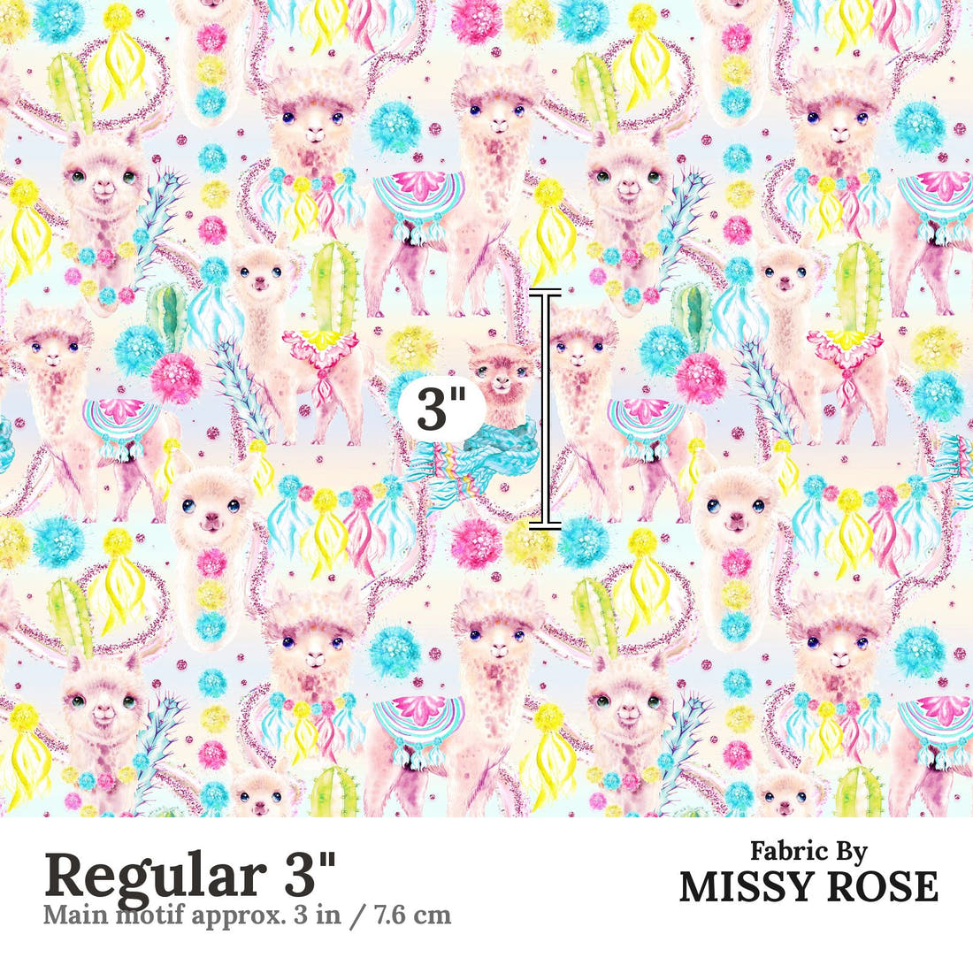 Design 570 Pastel Alpaca Fabric Regular 3" - print scale | Fabric by Missy Rose