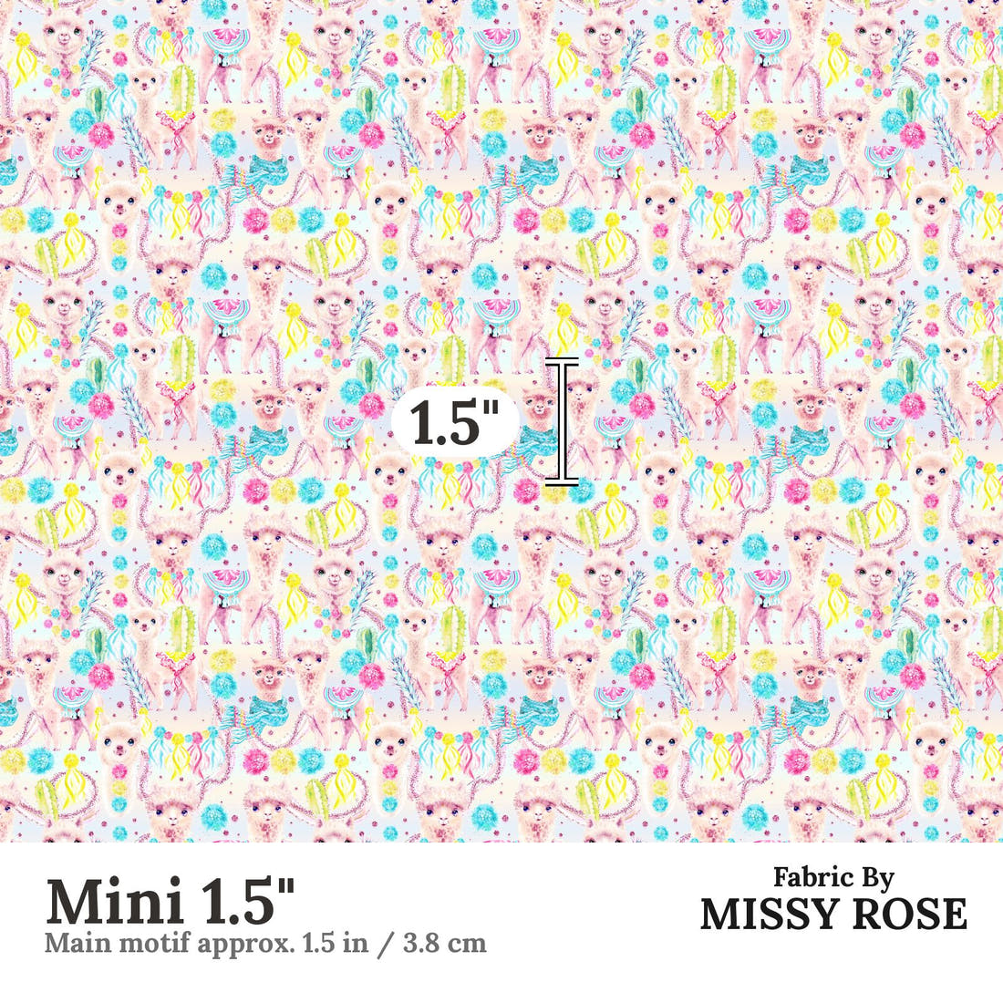 Design 570 Pastel Alpaca Fabric Mini 1.5" - print scale | Fabric by Missy Rose
