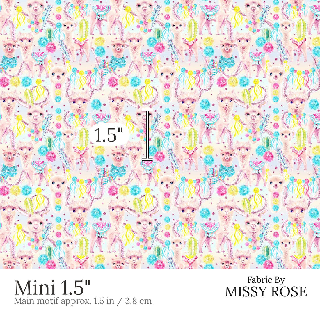 Design 570 Pastel Alpaca Fabric Mini 1.5 inch print scale guide | Fabric by Missy Rose