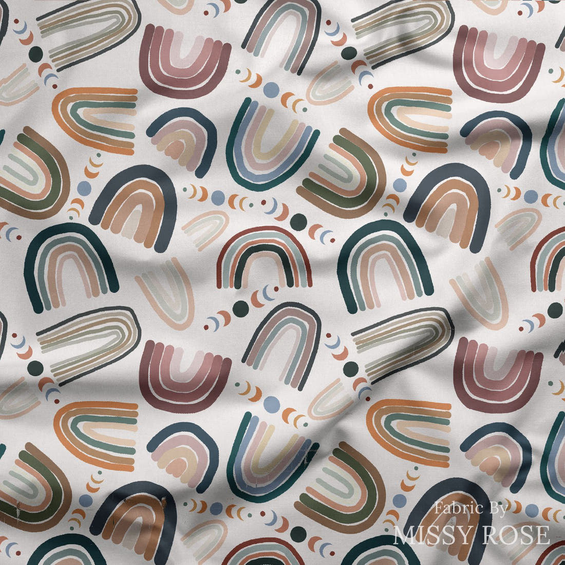Design 571 Abstract Rainbow Fabric draped fabric mockup – custom printed fabric by the metre | Fabric by Missy Rose