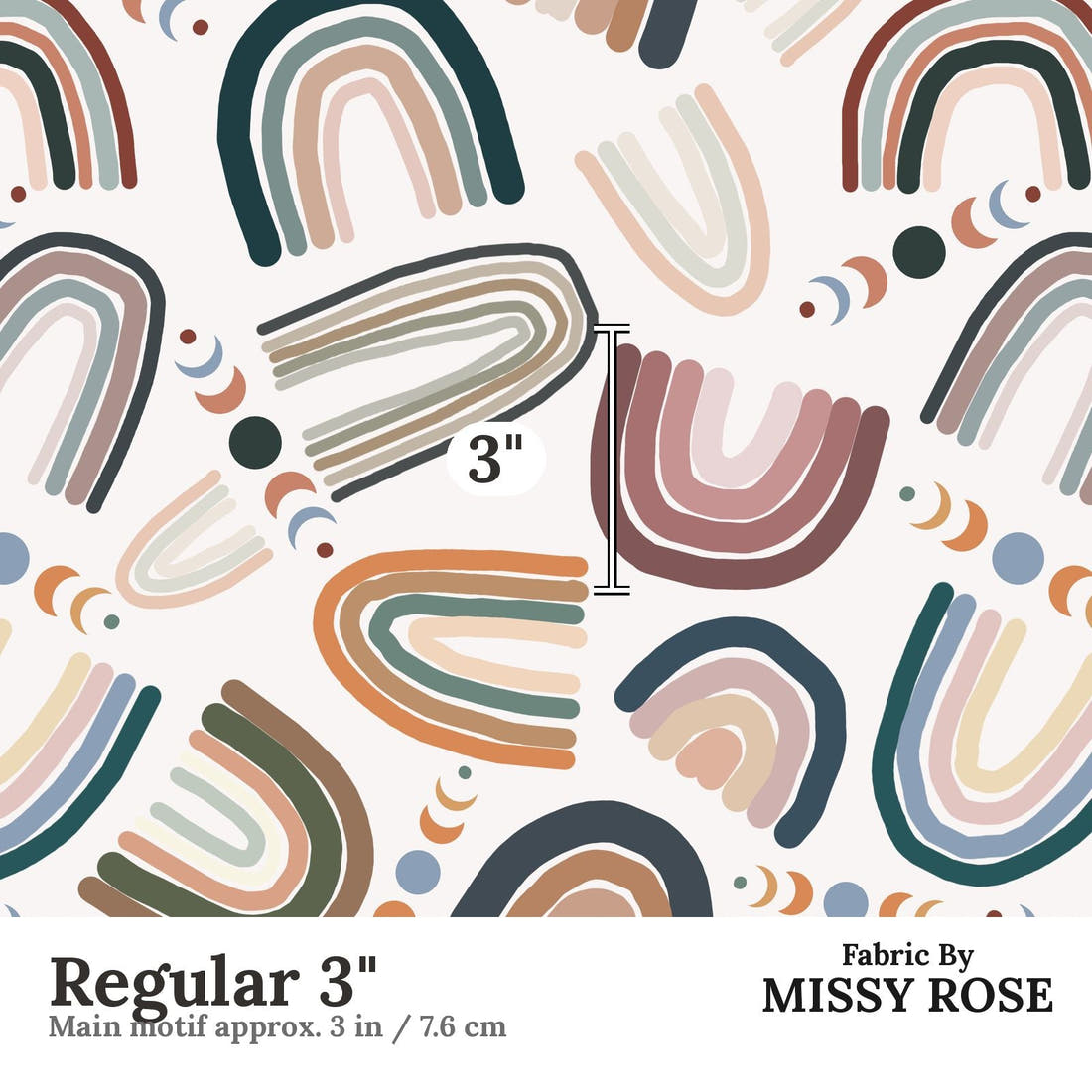 Design 571 Abstract Rainbow Fabric Regular 3" - print scale | Fabric by Missy Rose
