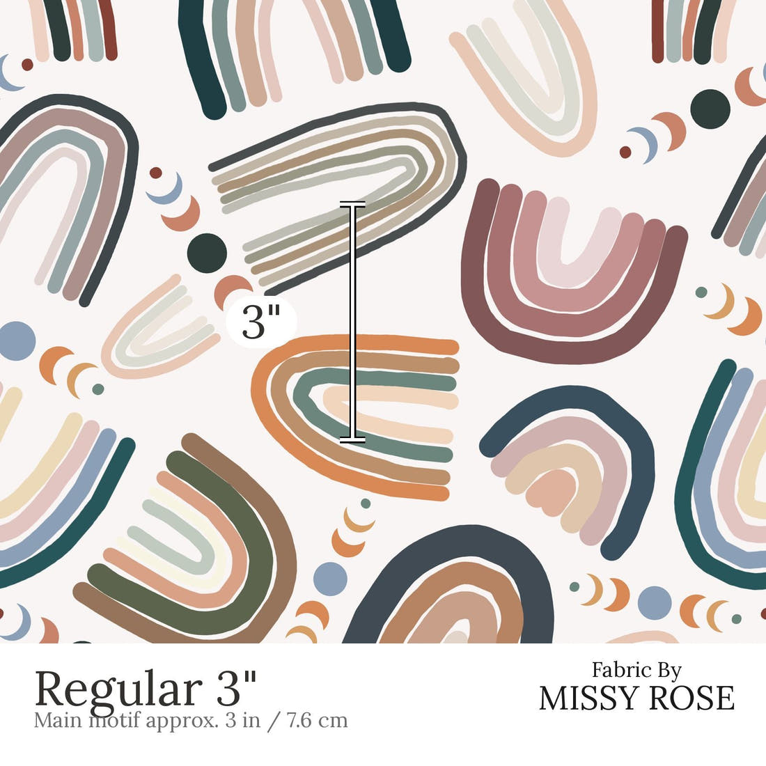 Design 571 Abstract Rainbow Fabric Regular 3 inch print scale guide | Fabric by Missy Rose