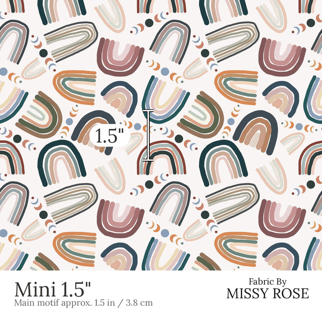 Design 571 Abstract Rainbow Fabric Mini 1.5 inch print scale guide | Fabric by Missy Rose