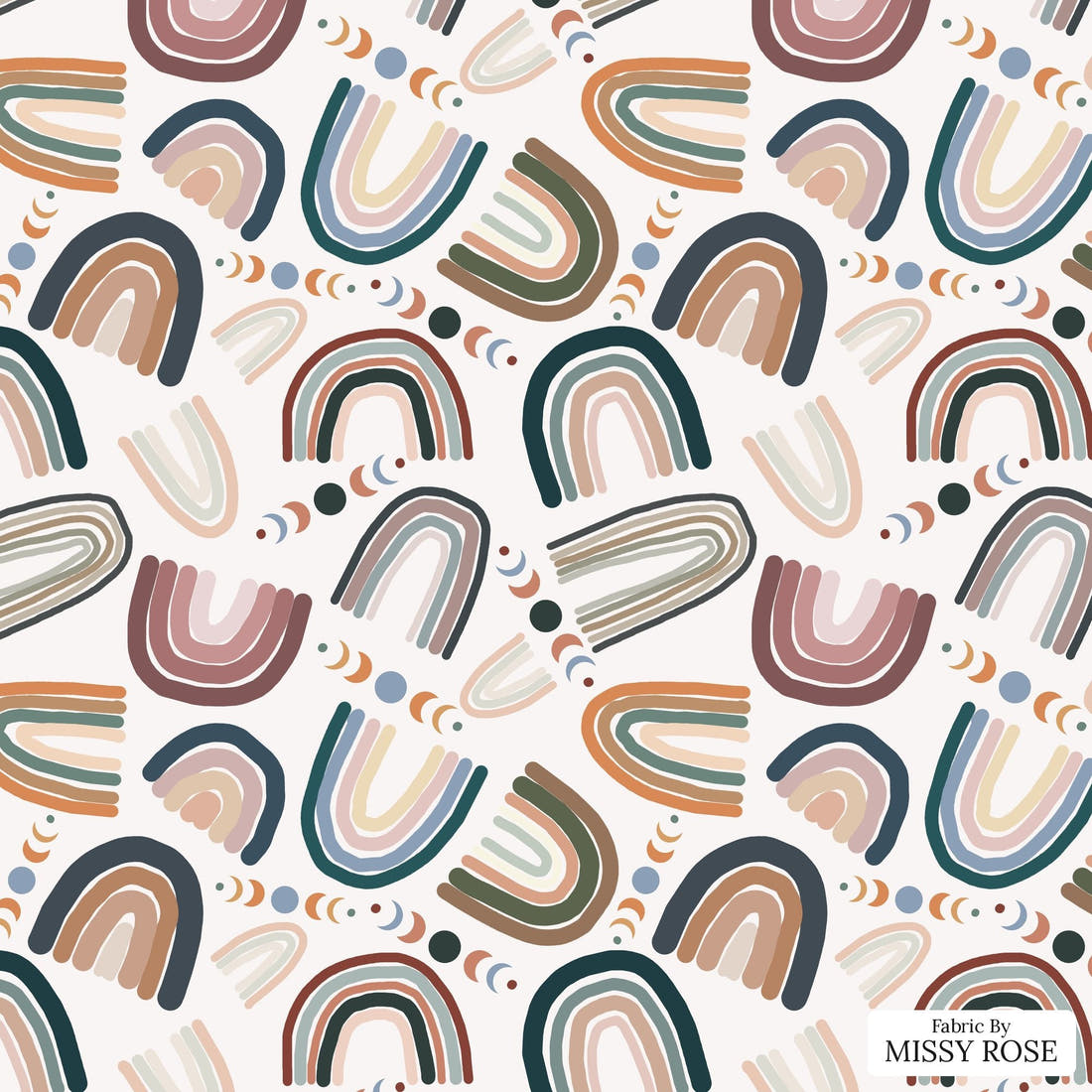 Design 571 Abstract Rainbow Fabric - flat view of the print, zoom in for detail | Fabric by Missy Rose